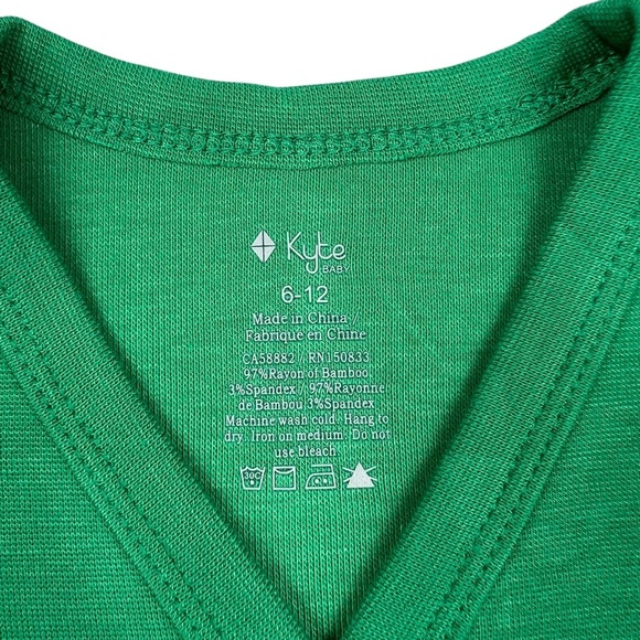 Kyte Baby Fern Green Bamboo Jersey V-Neck Cardigan with Pockets - Size 6-12M - Picture 2 of 5